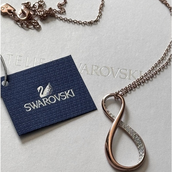 ✨ Stunning Elegant Vintage Swarovski Rose Infinity Exist Necklace - Picture 14 of 16
